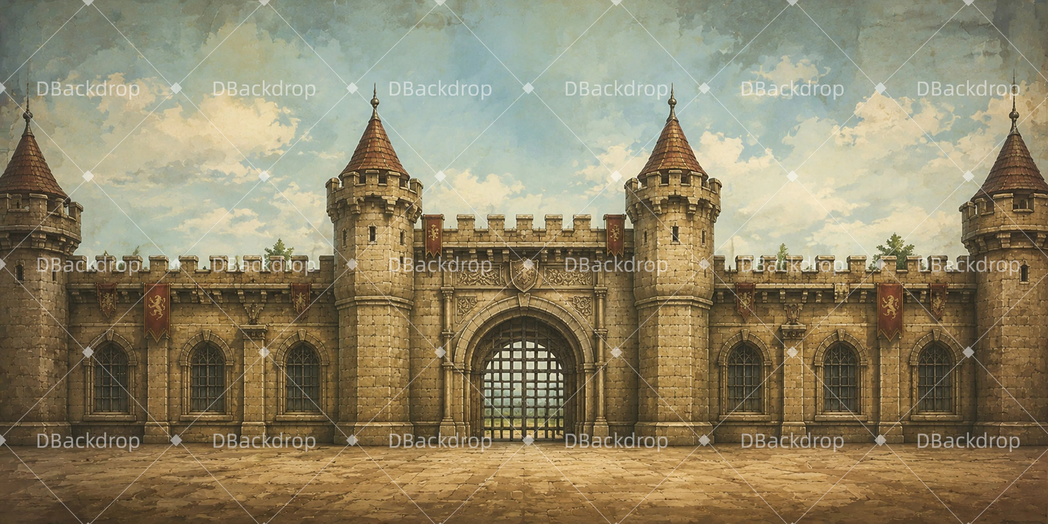 Theater Backdrops For Sale Medieval Castle Stage Backdrop UK GQ65-T20