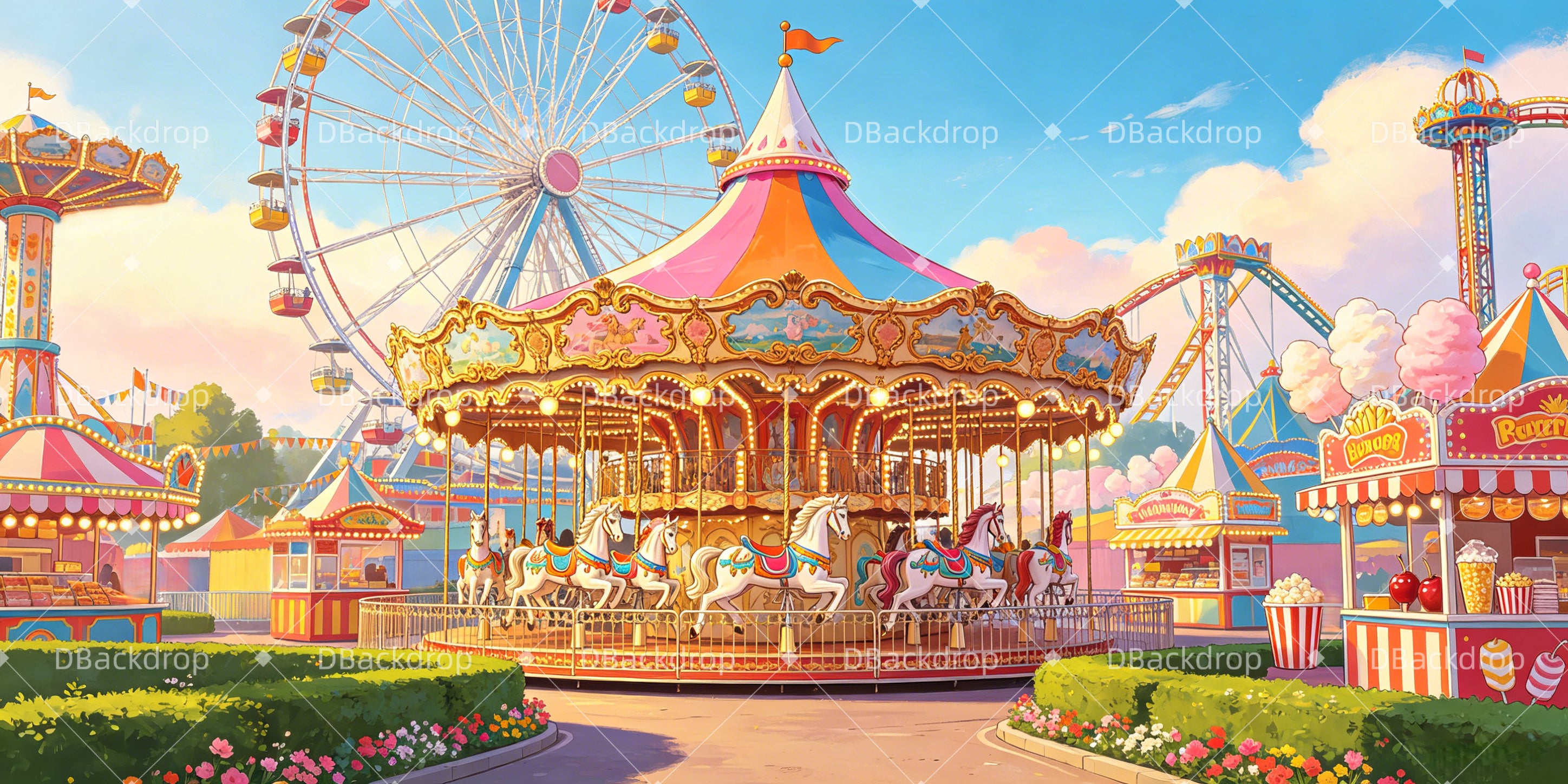 Circus Stage Backdrop Amusement Park School Play Backdrops UK GQ65-T31