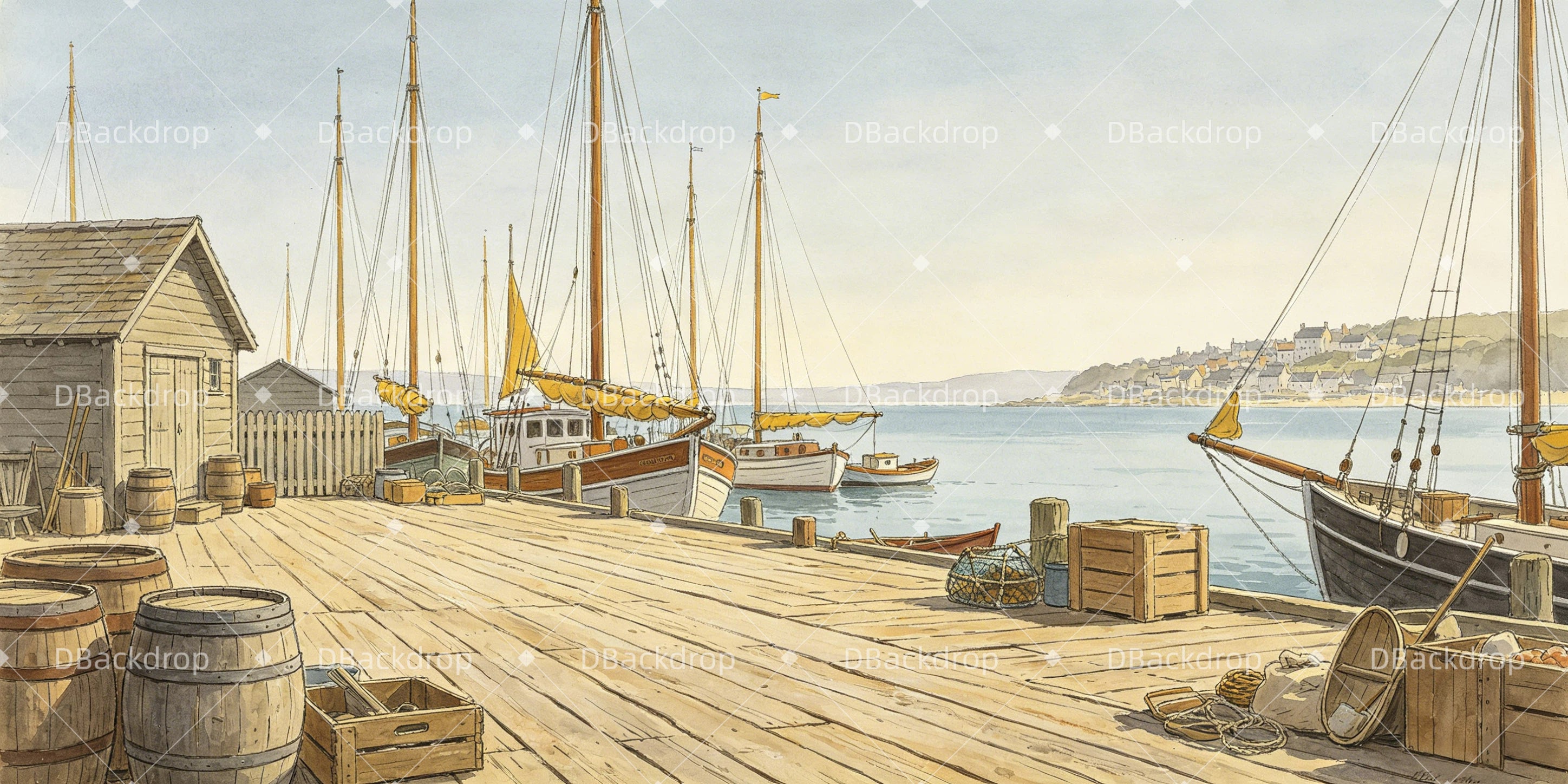 Movie Theater Backdrop Harbor Docks Stage Backdrop Ideas UK GQ65-T38