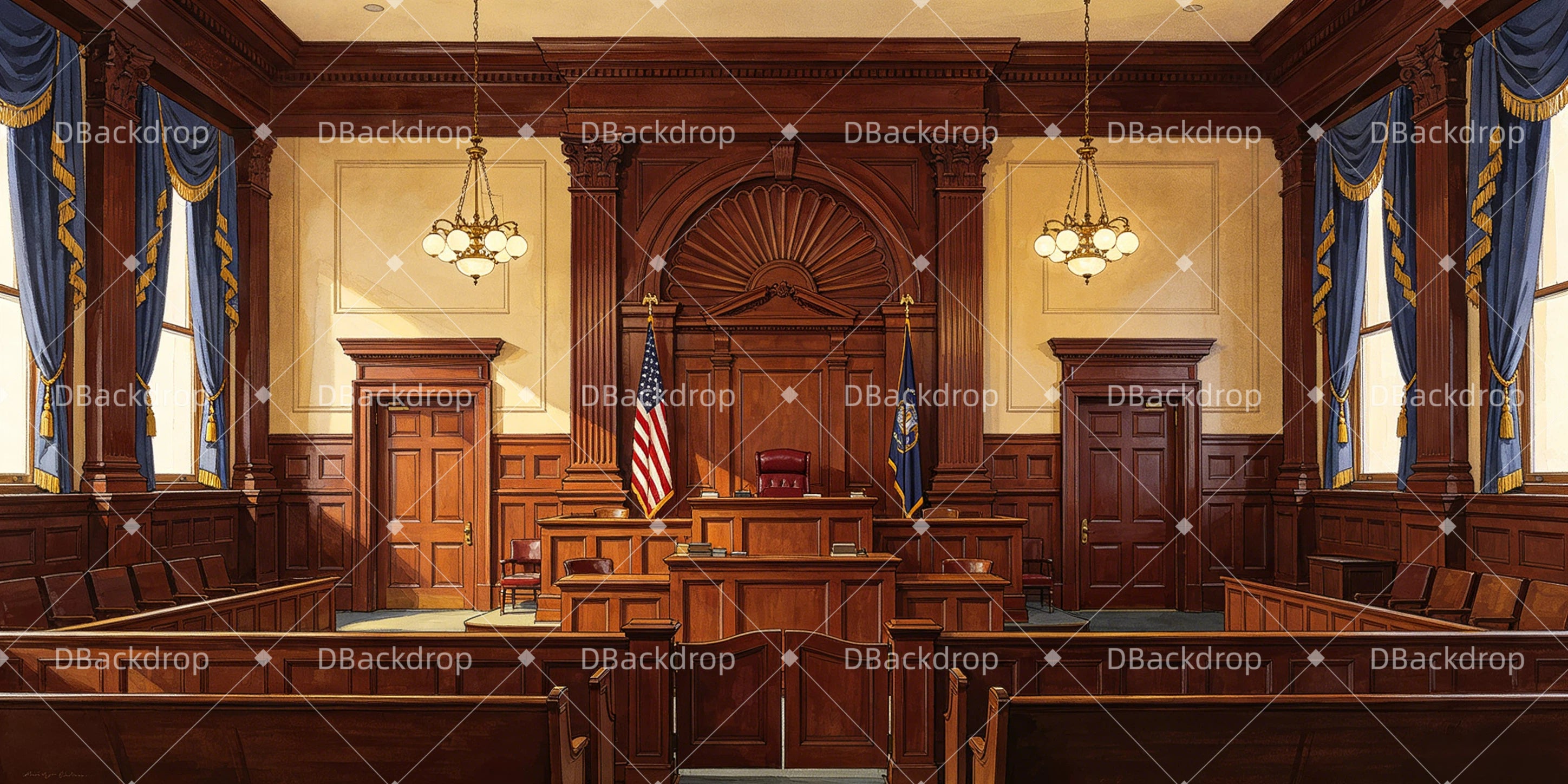 Professional Stage Backdrops Courtroom Interior Theater Backdrops UK GQ65-T44