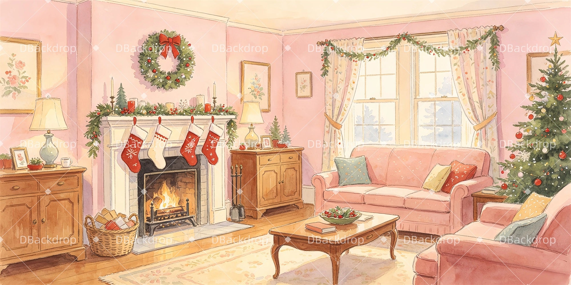 Theater Stage Backdrops Pink Living Room Performance Backdrop UK GQ65-T53