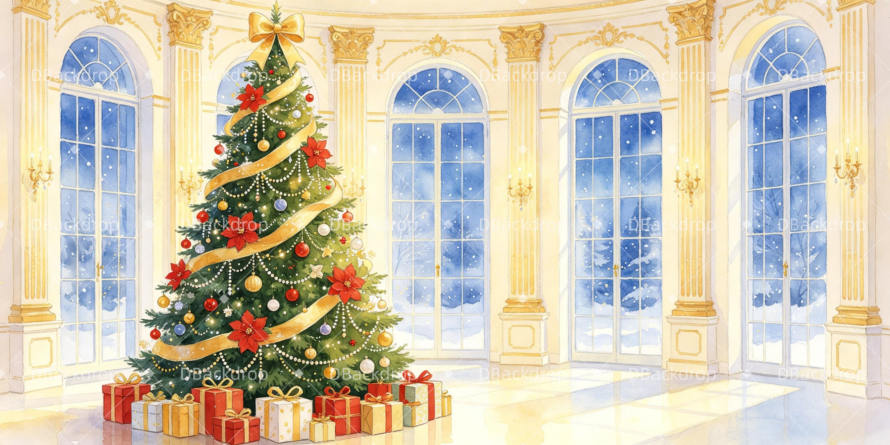 Dance Recital Backdrop Christmas Parlor Theater Stage Backdrops UK GQ65-T58