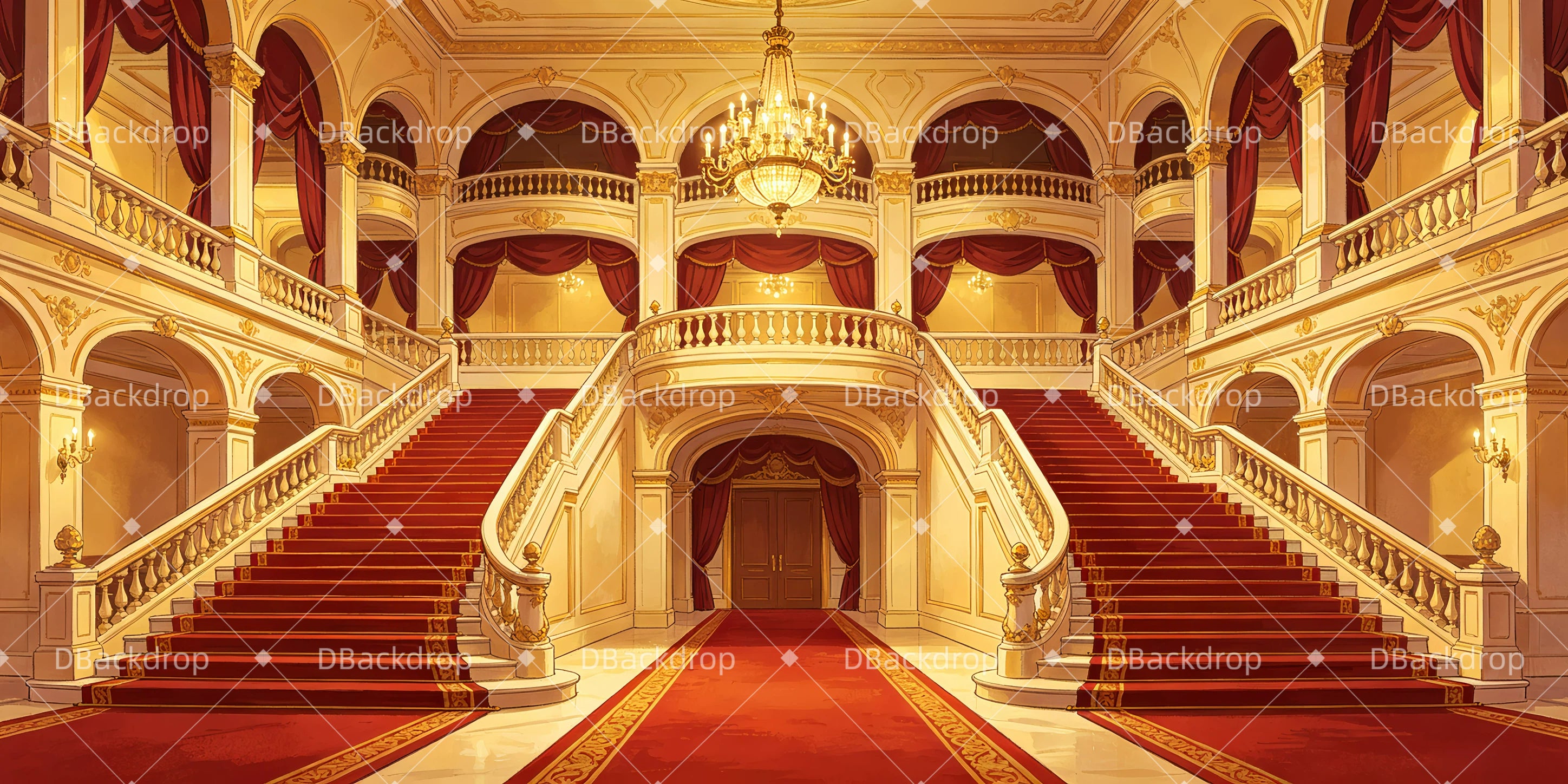 Dance Recital Backdrop Mansion Foyer School Play Backdrop UK GQ65-T78