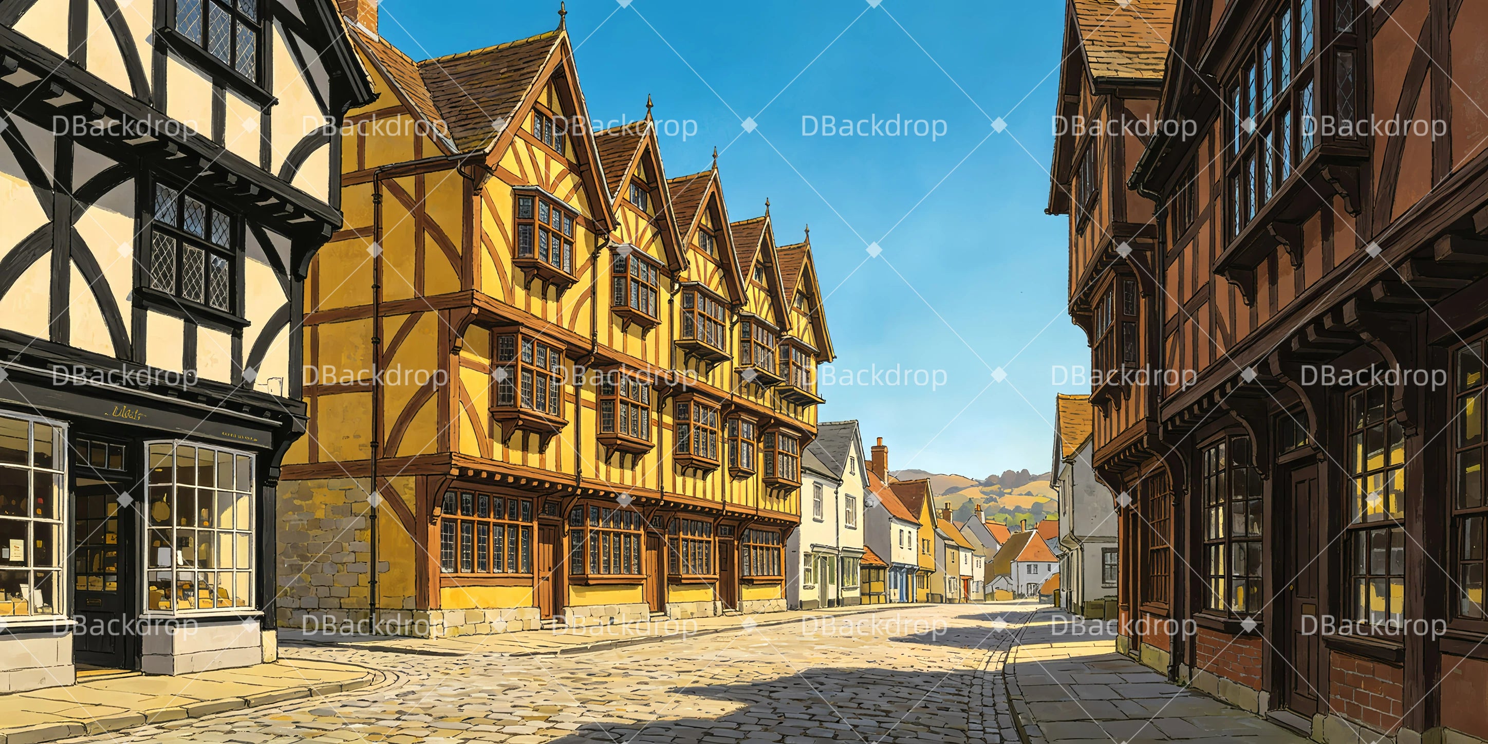 Performance Backdrop European Town Movie Theater Backdrop UK GQ65-T79