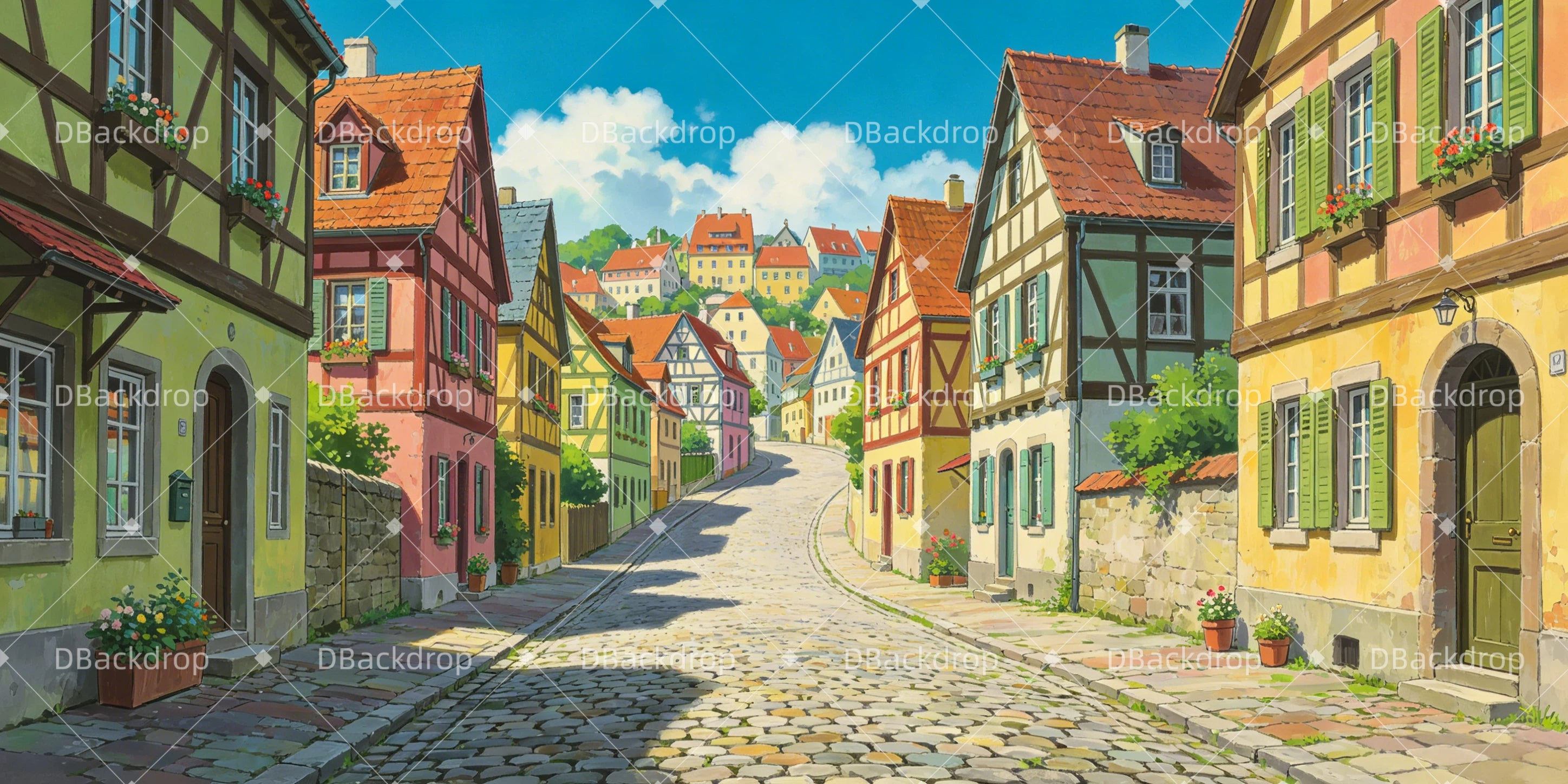 Theater Backdrop Fairytale Town Stage Backdrops For Sale UK GQ65-T90