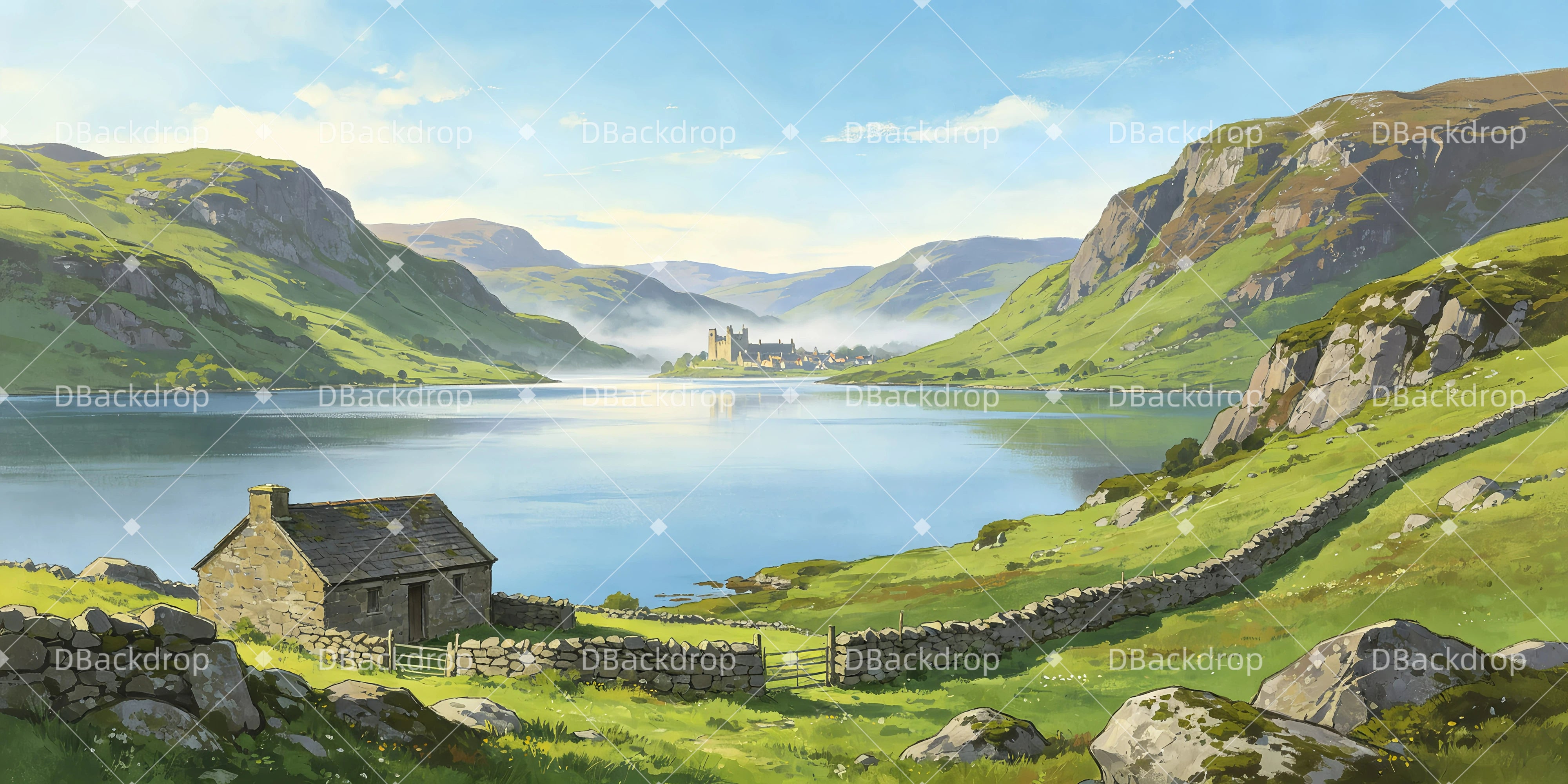 Stage Backdrop Scottish Countryside Theater Backdrops For Sale UK GQ65-T98