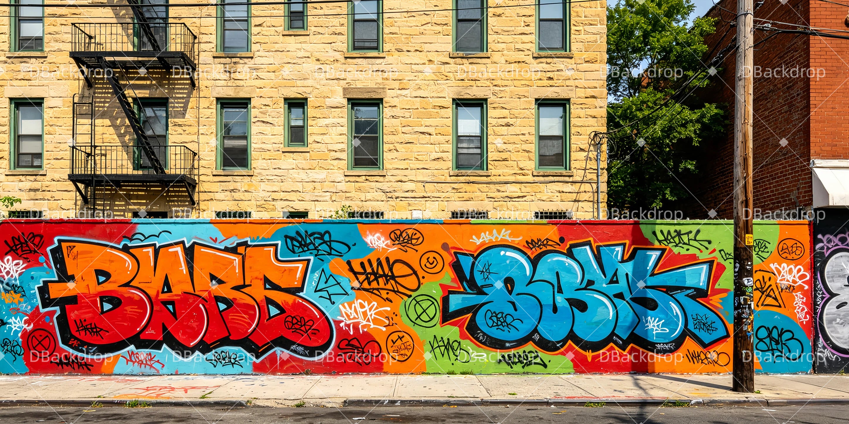 Stage Backdrops Street Graffiti Wall Performance Backdrops UK GQ66-T2