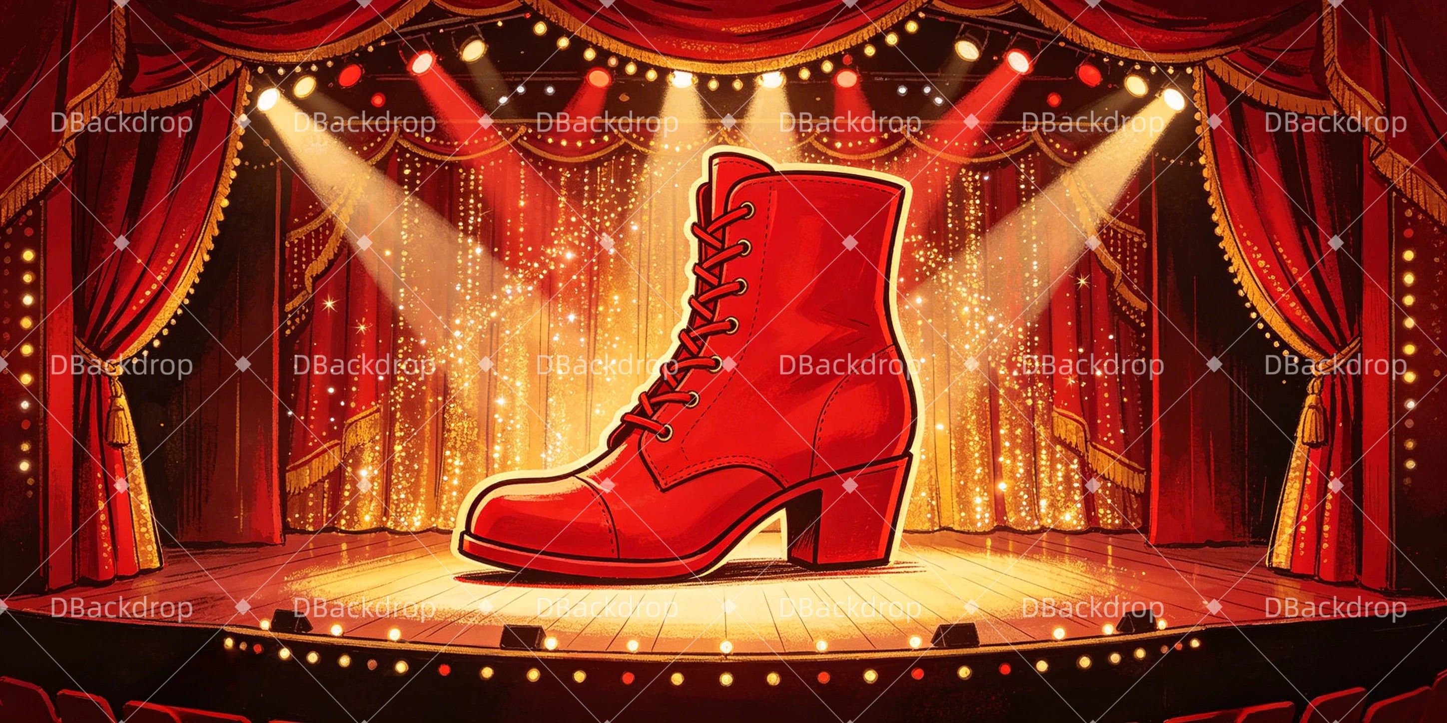 Backdrop For Theater Red Boot Stage Broadway Stage UK Backdrop GQ66-T30