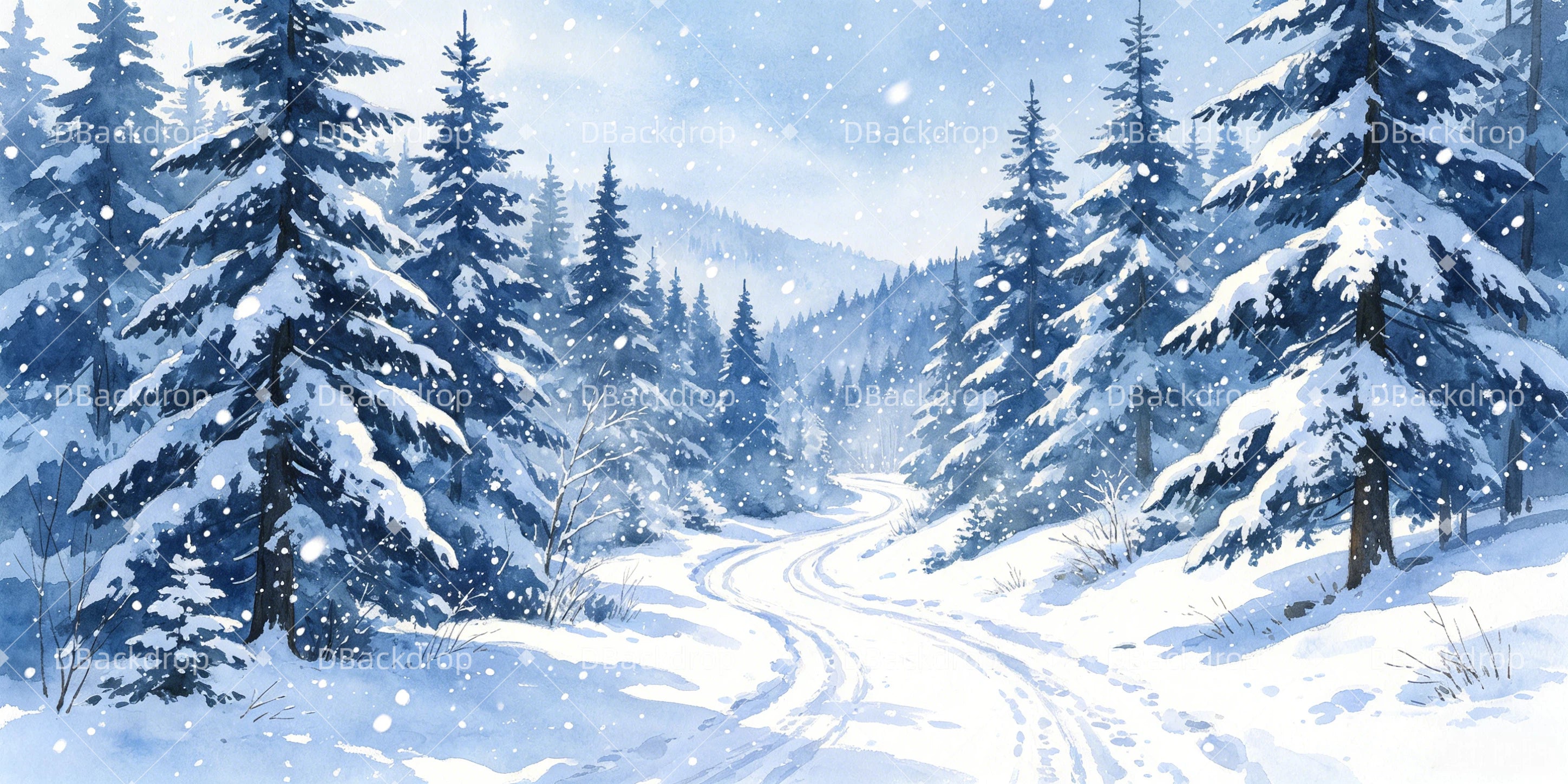 Forest Stage Backdrop Snowy Forest Trail Performance UK Backdrop GQ66-T52
