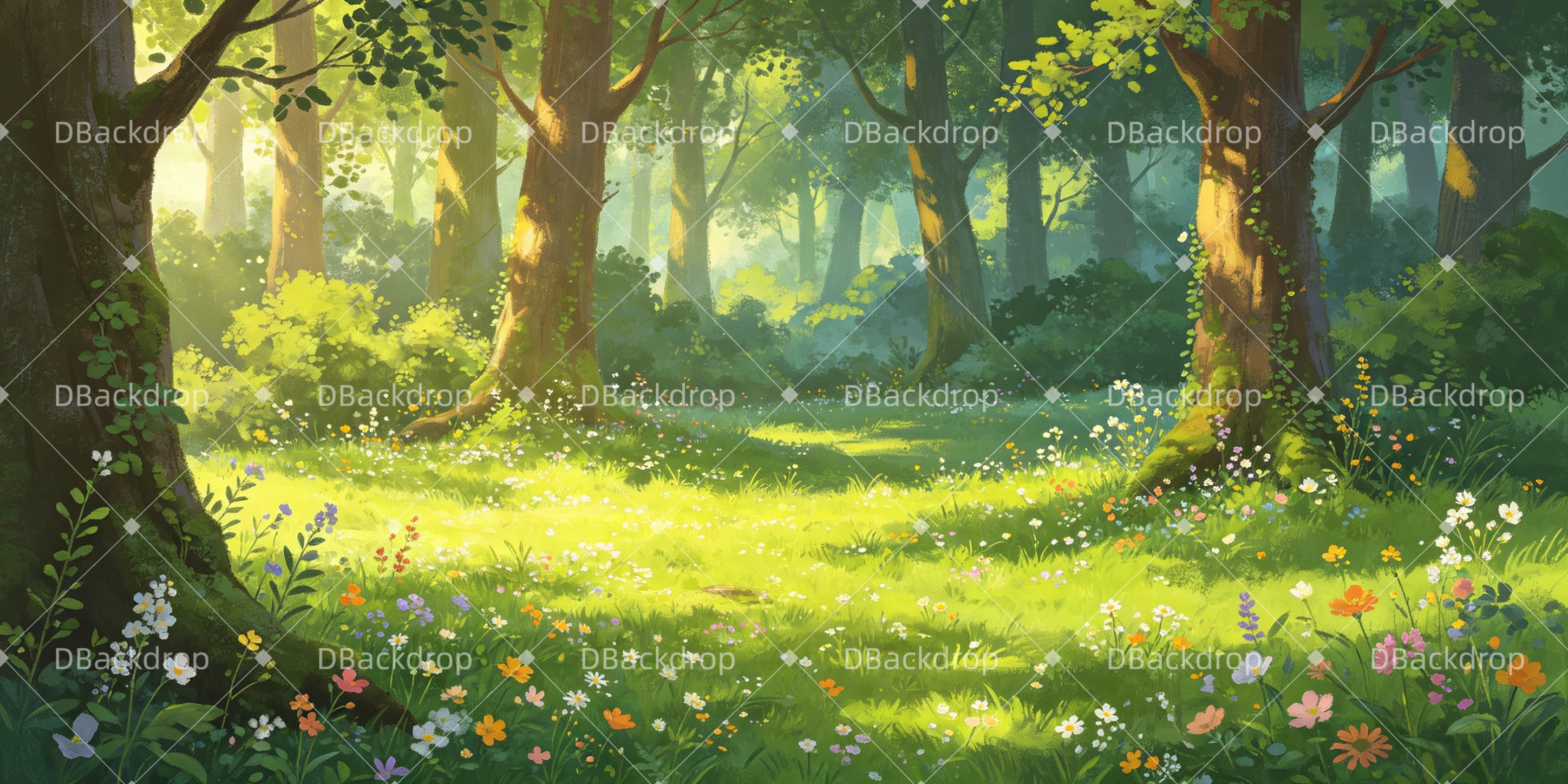 Backdrop For Theater Romantic Forest Clearing UK Forest Stage Backdrop GQ66-T58