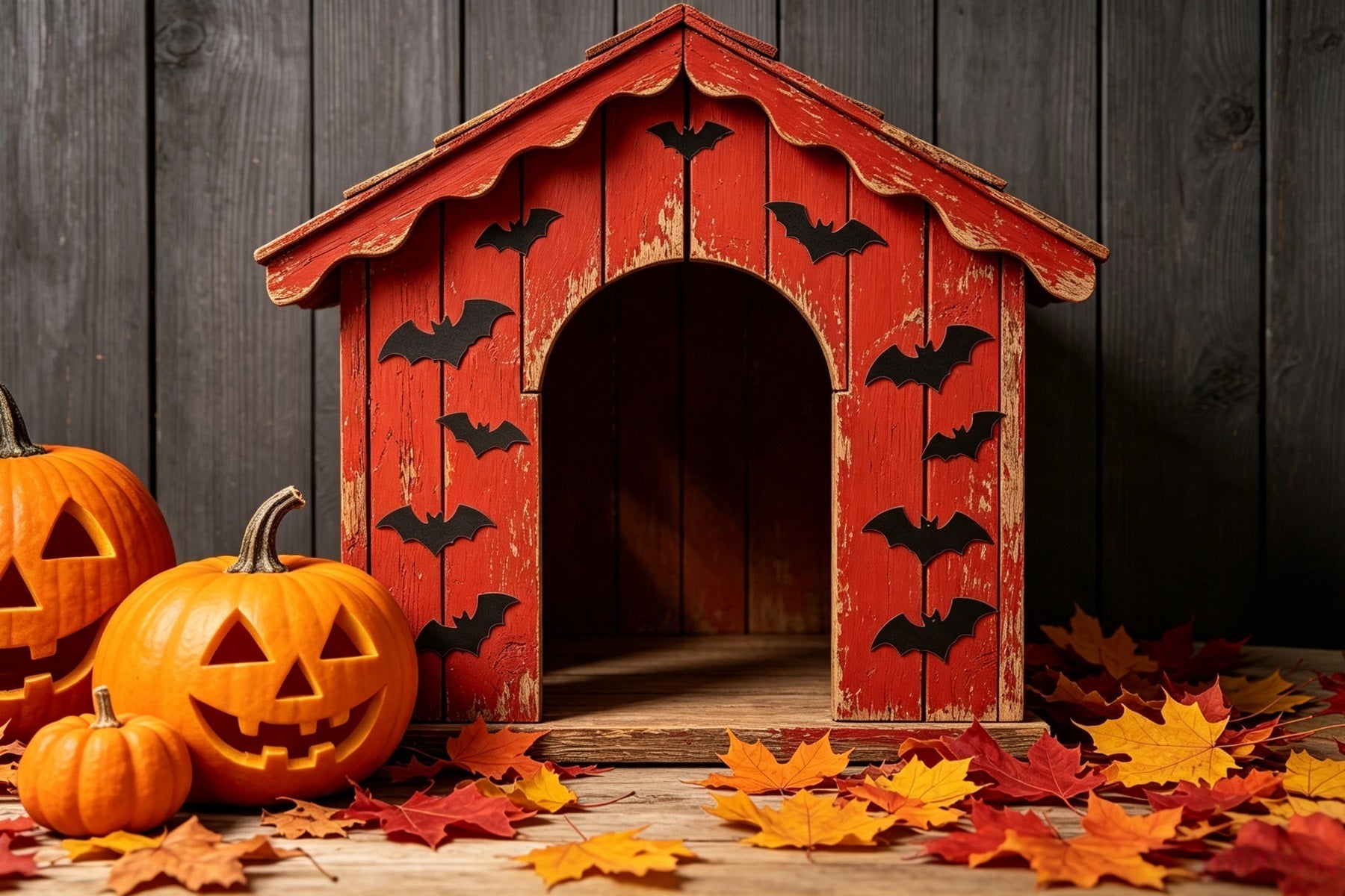 Dog Halloween Backdrop Rustic Bat Pumpkin Shelter Halloween Backdrop Roll UK GQ67-108