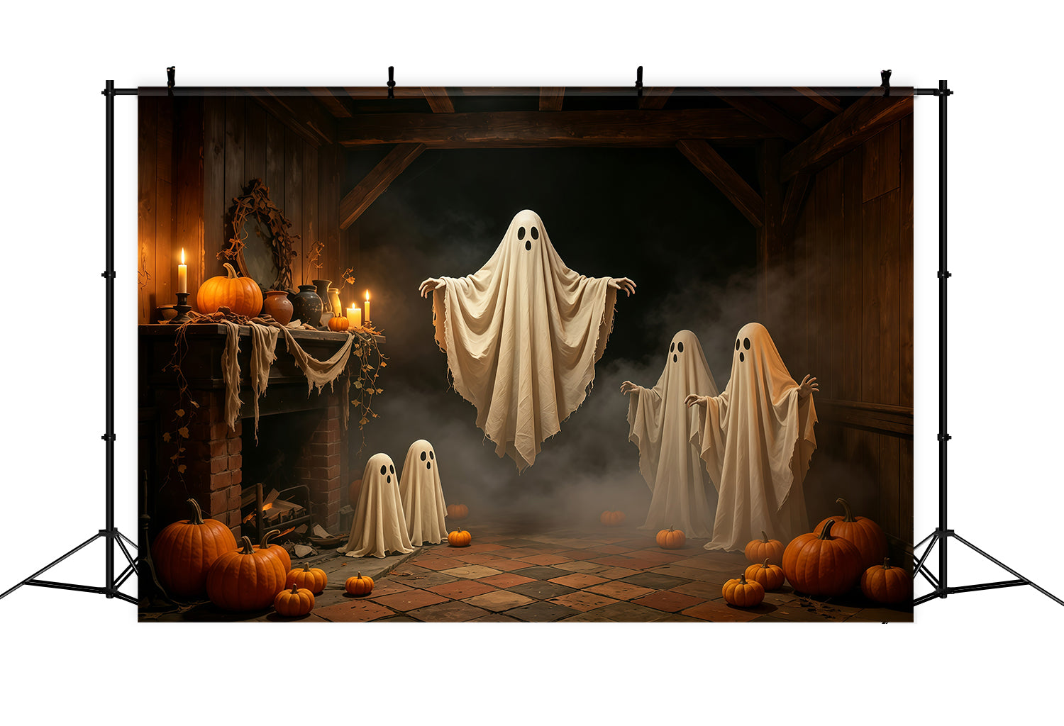 Halloween Ghost Backdrop Candlelit Floating Gathering Gothic Halloween Backdrop UK GQ67-81