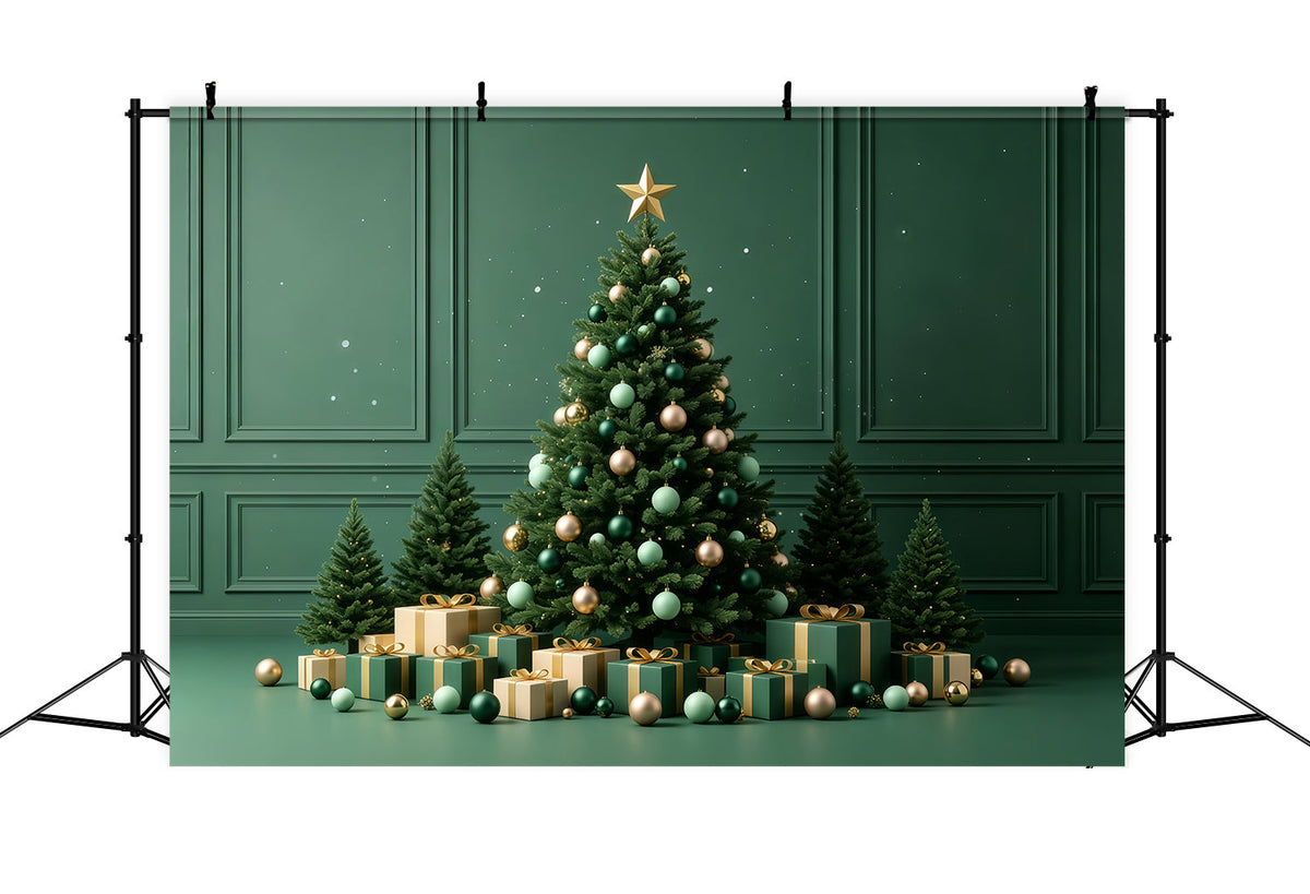 Green Christmas Backdrop Emerald Tree Gift Display Wall Backdrop Christmas UK GQ68-73