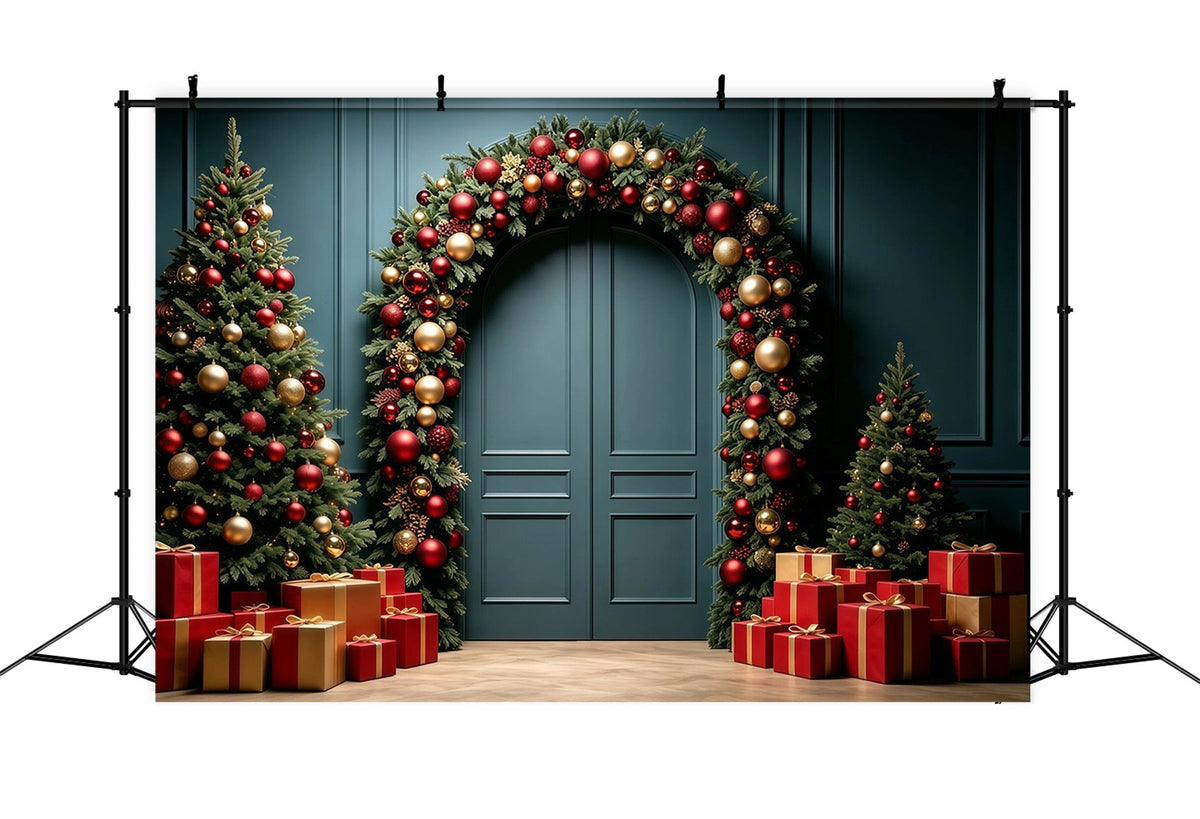 Christmas Wall Backdrop Luxury Garland Door Arch Christmas Studio Backdrop UK GQ68-96