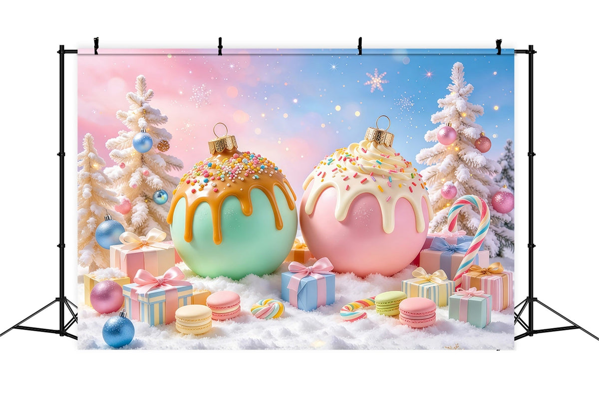 A Christmas Story Backdrop Green Pink Candy Ornament Pastel Christmas Backdrop UK GQ69-100