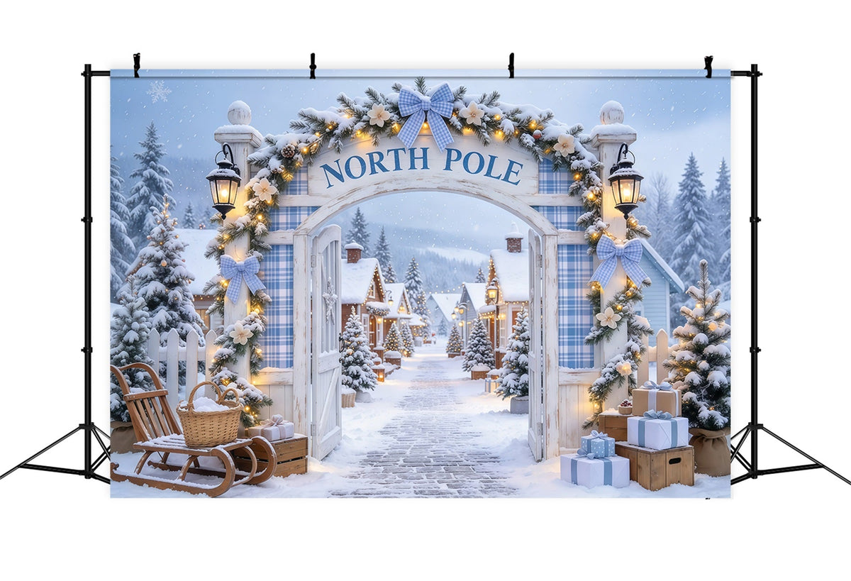 Christmas North Pole Backdrop Snowy Village Gateway Christmas Concert Backdrop UK GQ69-116