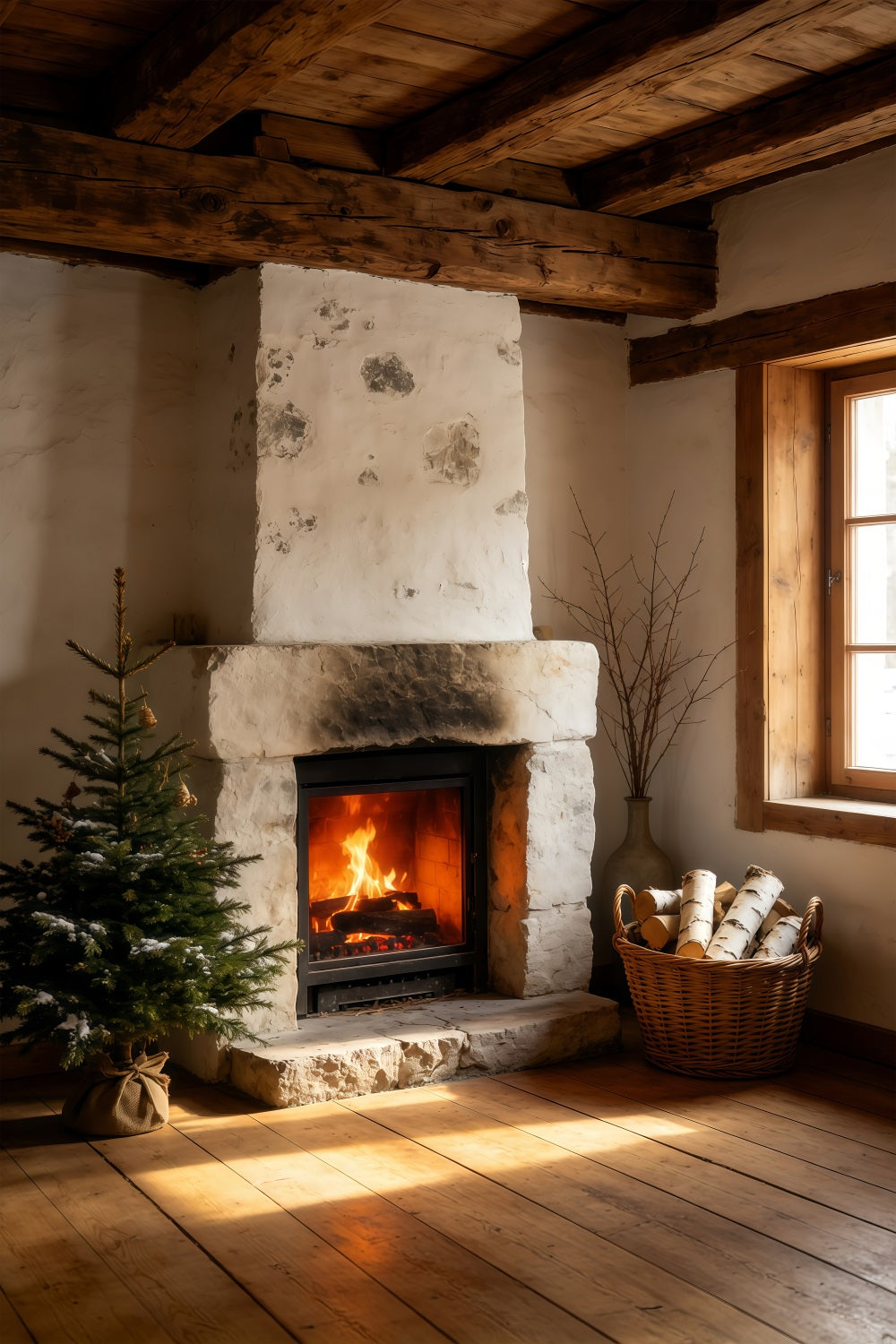 Country Christmas Backdrop Rustic Cottage Door Wreaths Photo Backdrop Christmas UK GQ69-64