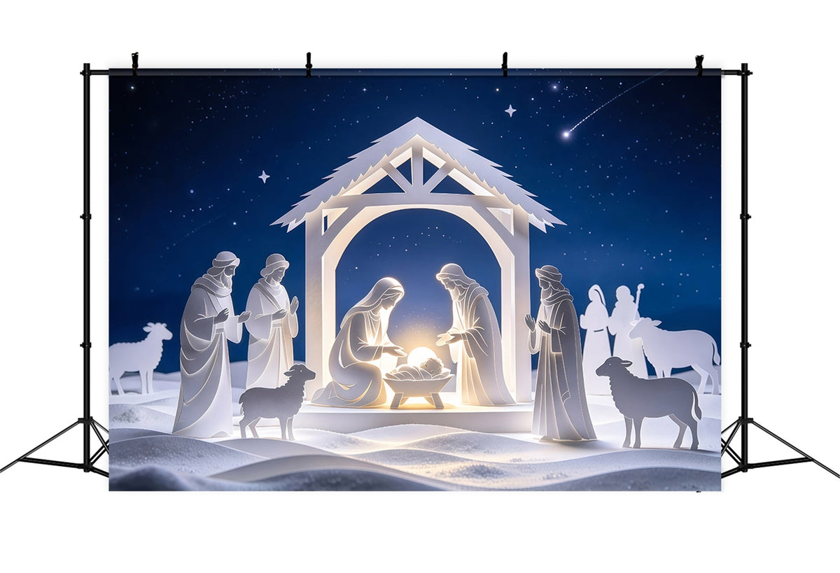 Christian Christmas Backdrop Paper Cut Nativity Night Gothic Christmas Backdrop UK GQ69-75