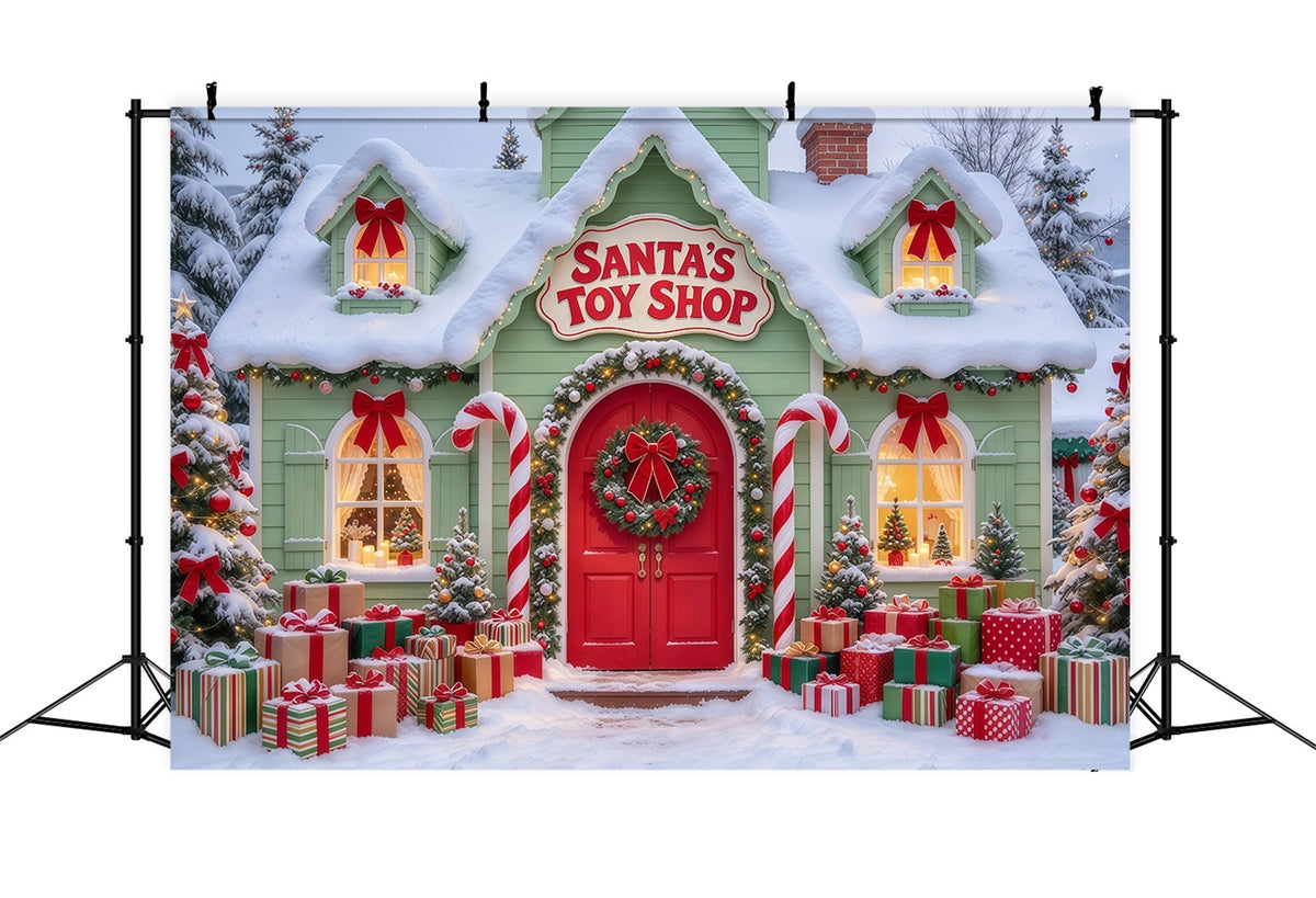 Santa's Toy Shop Backdrop Snowy Santa Toy Shop Backdrop For Santa UK GQ69-77
