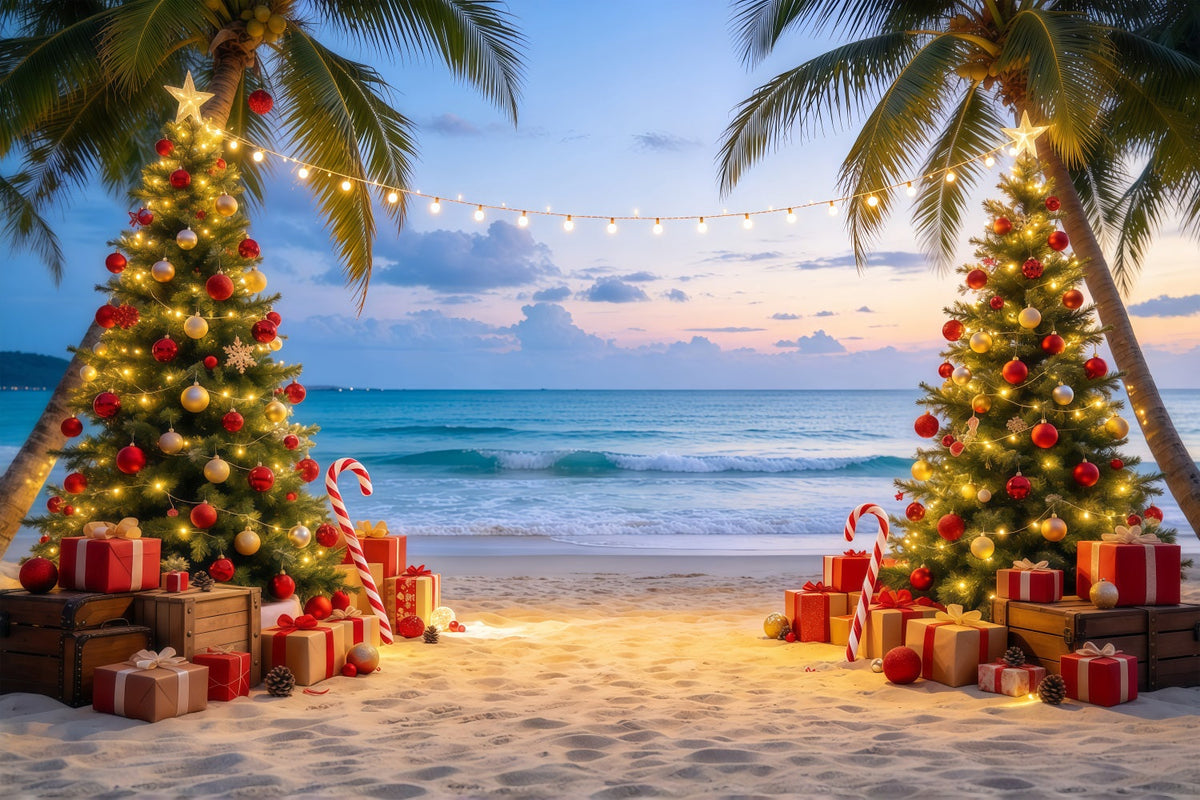 Christmas Backdrop Australia Tropical Beach Tree Display Christmas 3d Backdrop UK GQ69-78
