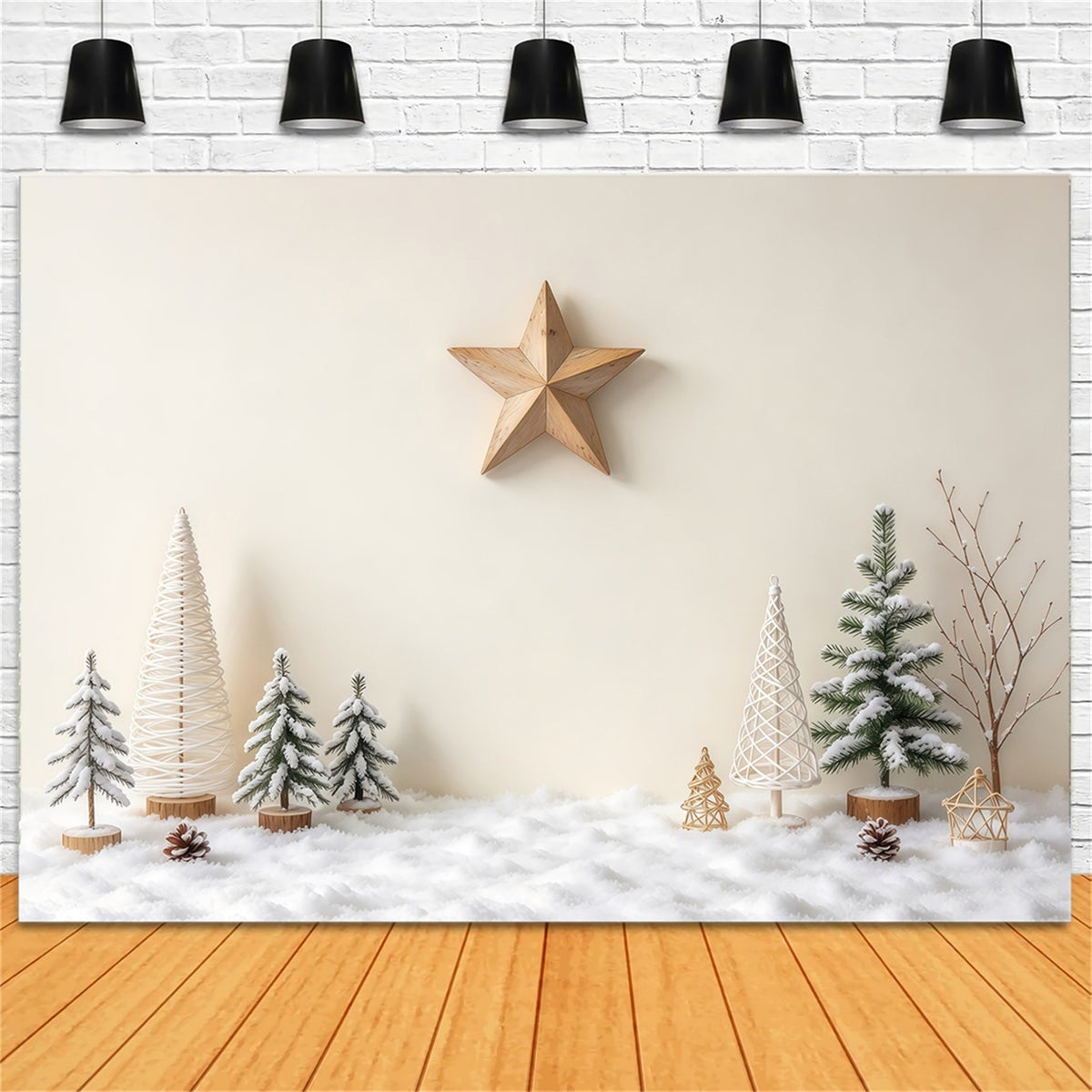 Photography High Resolution Christmas Backdrop Minimal Winter Star Display Simple Christmas Photo Backdrop UK GQ69-86