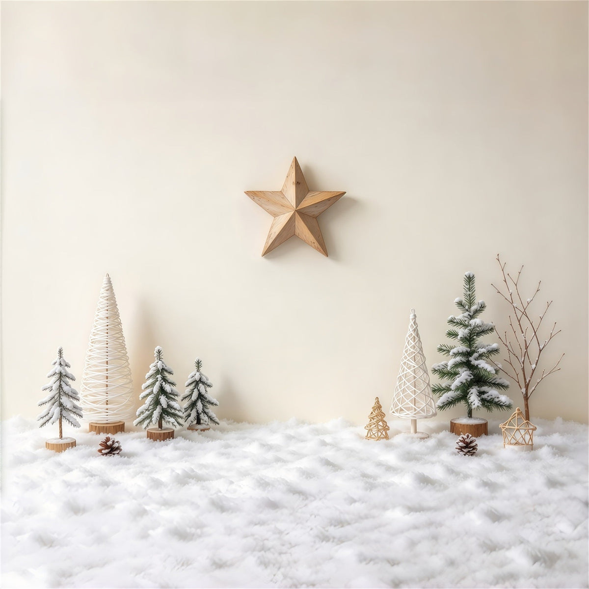 Photography High Resolution Christmas Backdrop Minimal Winter Star Display Simple Christmas Photo Backdrop UK GQ69-86