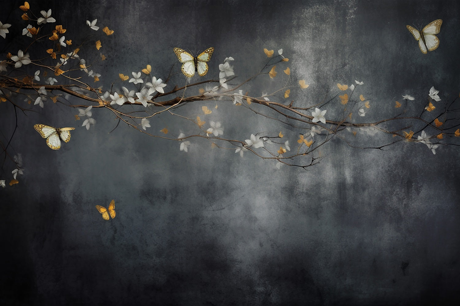 Backdrop Fine Art Golden Butterflies Branch Backdrop UK GTY-102