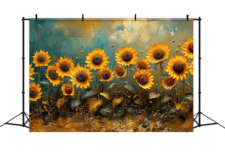 Backdrops Fine Art Golden Sunflower Bloom Backdrop UK GTY-116