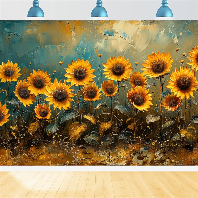 Backdrops Fine Art Golden Sunflower Bloom Backdrop UK GTY-116