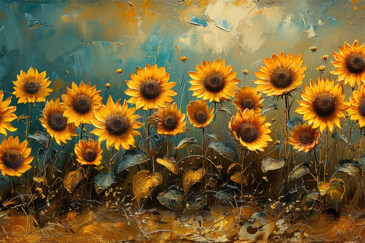 Backdrops Fine Art Golden Sunflower Bloom Backdrop UK GTY-116