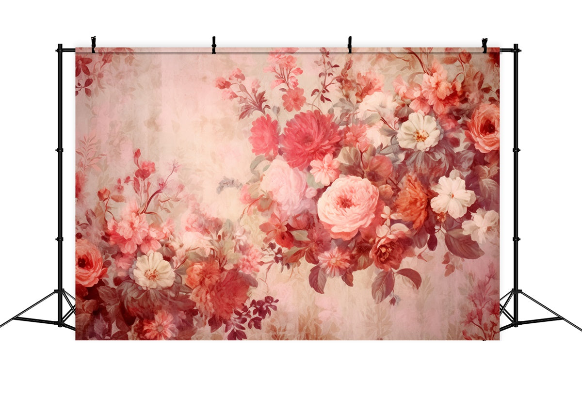 Backdrops Fine Art Vintage Red Bloom Watercolor Backdrop UK GTY-57