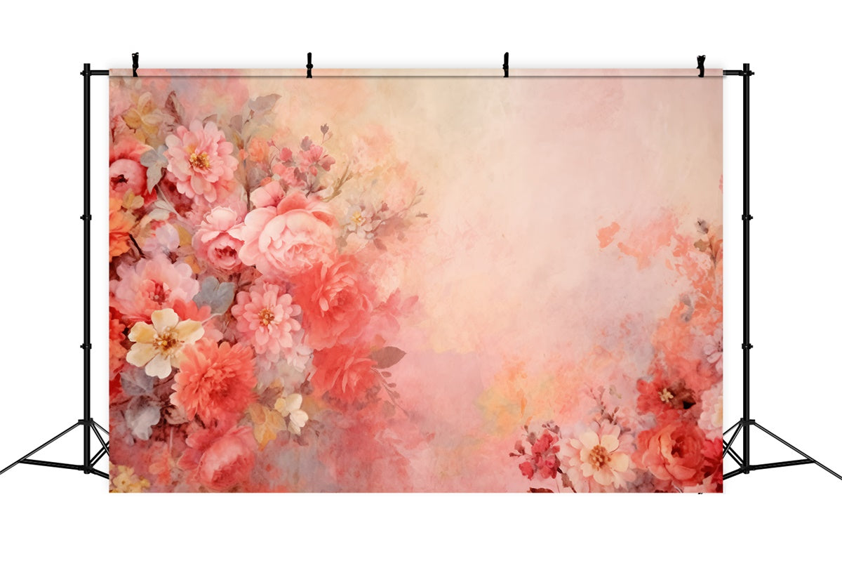 Artistic Backdrop Romantic Painted Floral Bouquet Backdrop UK GTY-58