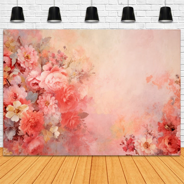 Artistic Backdrop Romantic Painted Floral Bouquet Backdrop UK GTY-58