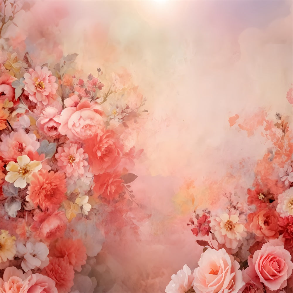 Artistic Backdrop Romantic Painted Floral Bouquet Backdrop UK GTY-58