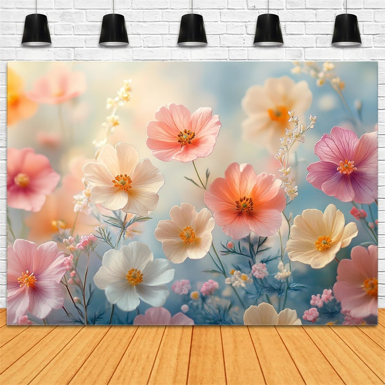 Artistic Backdrops Charming Blush Flower Field Backdrop UK GTY-63