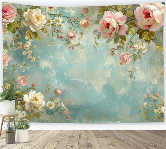 Backdrops Fine Art Delicate Pink Rose Vine Backdrop UK GTY-68