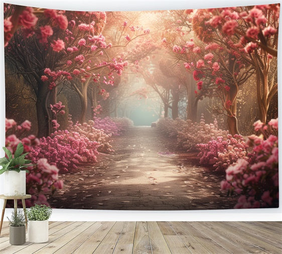 Fine Art Photography Backdrops Cherry Blossom Pathway Backdrop UK GTY-72