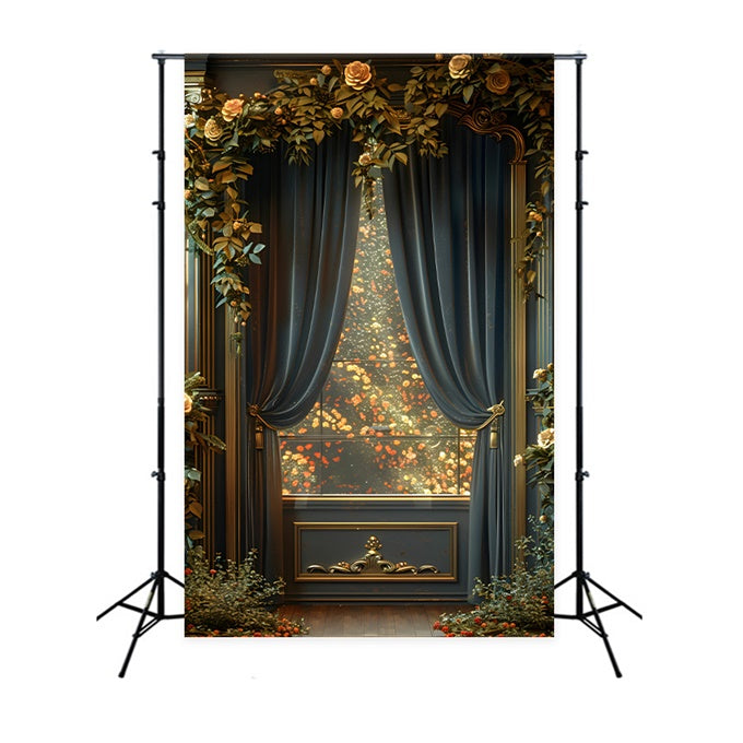 Fine Art Photography Backdrop Opulent Draped Floral Backdrop UK GTY-76