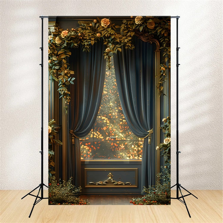 Fine Art Photography Backdrop Opulent Draped Floral Backdrop UK GTY-76