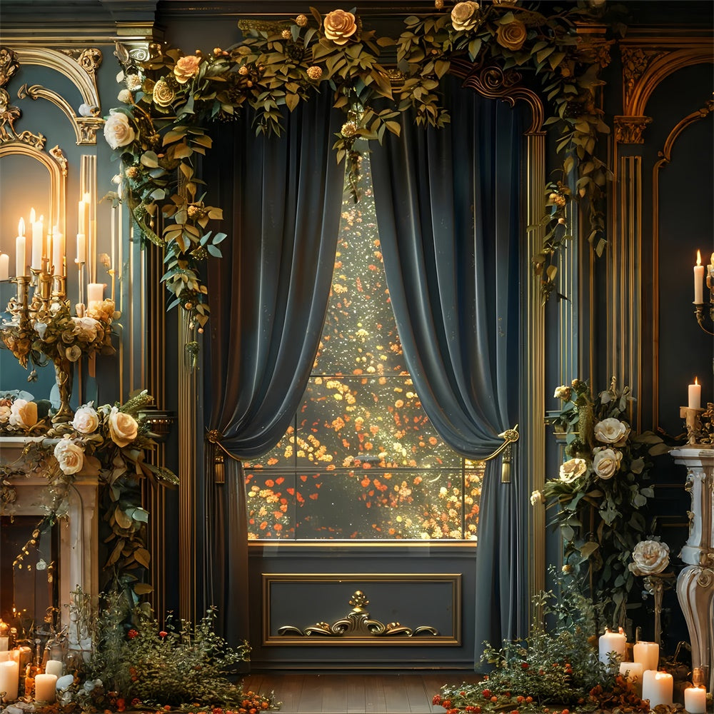 Fine Art Photography Backdrop Opulent Draped Floral Backdrop UK GTY-76