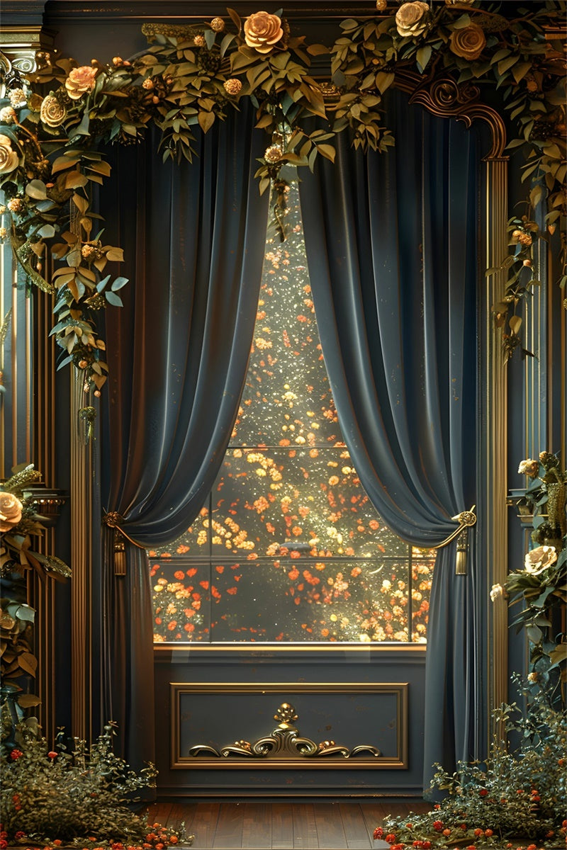 Fine Art Photography Backdrop Opulent Draped Floral Backdrop UK GTY-76