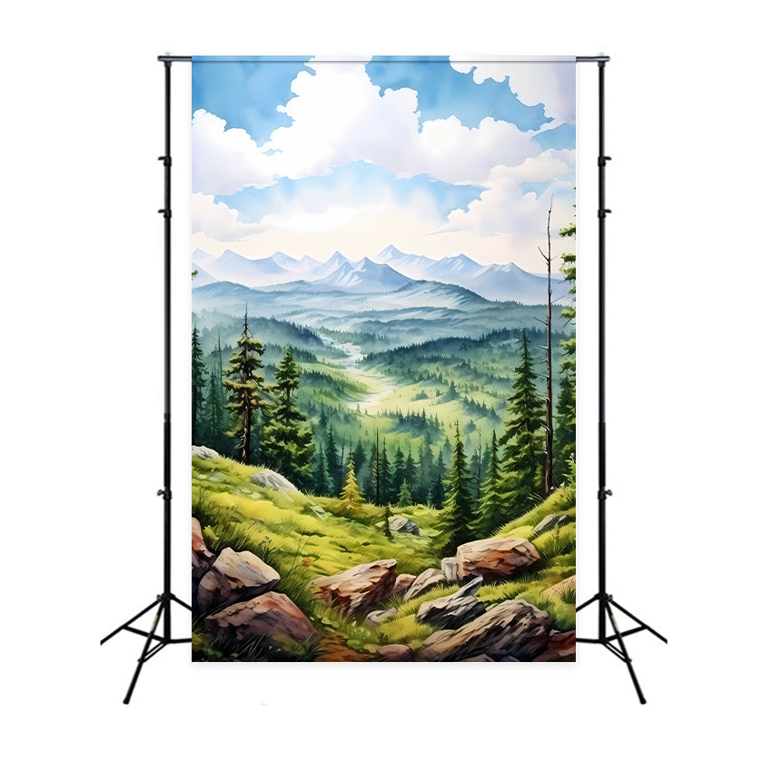 Artistic Backdrop Tranquil Mountain Sky Backdrop UK GTY-81