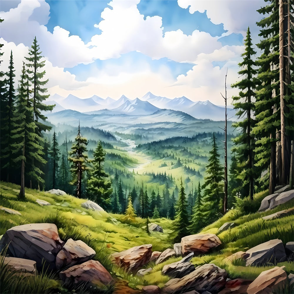 Artistic Backdrop Tranquil Mountain Sky Backdrop UK GTY-81