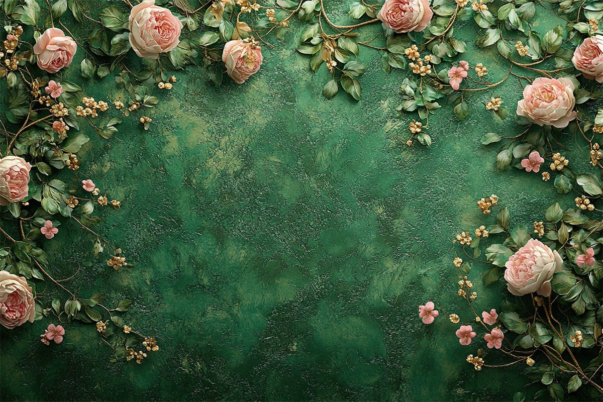 Fine Art Backdrops Romantic Flower Green Backdrop UK GTY-93