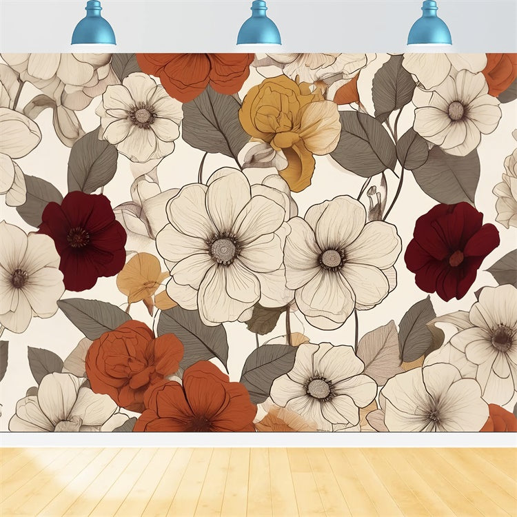 Fine Art Photography Backdrops Classic Warm Floral Backdrop UK GTY-96