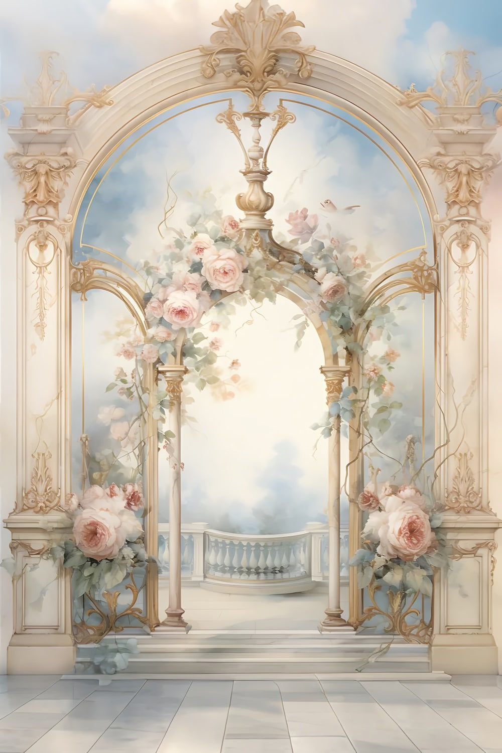 Fine Art Photography Backdrop Ornate Vintage Bloom Backdrop UK GTY-97