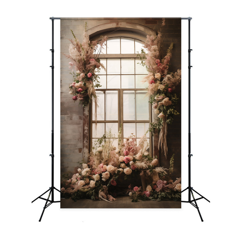 Maternity Shoot Backdrop Rustic Charm Floral Window Backdrop UK GTY2-11