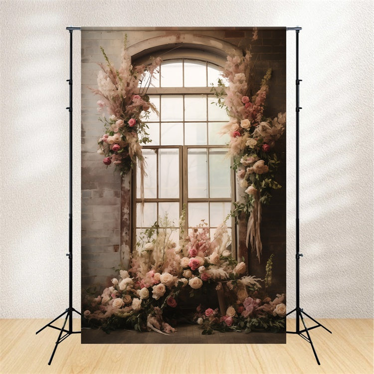 Maternity Shoot Backdrop Rustic Charm Floral Window Backdrop UK GTY2-11