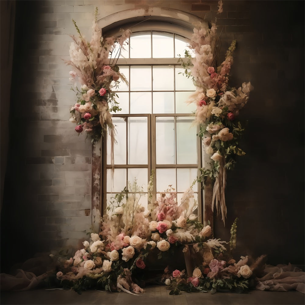 Maternity Shoot Backdrop Rustic Charm Floral Window Backdrop UK GTY2-11