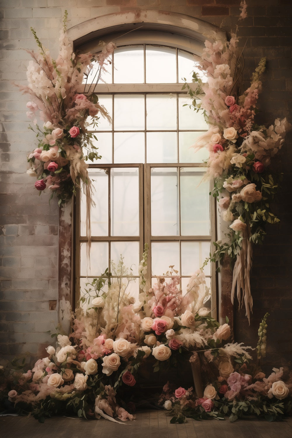 Maternity Shoot Backdrop Rustic Charm Floral Window Backdrop UK GTY2-11